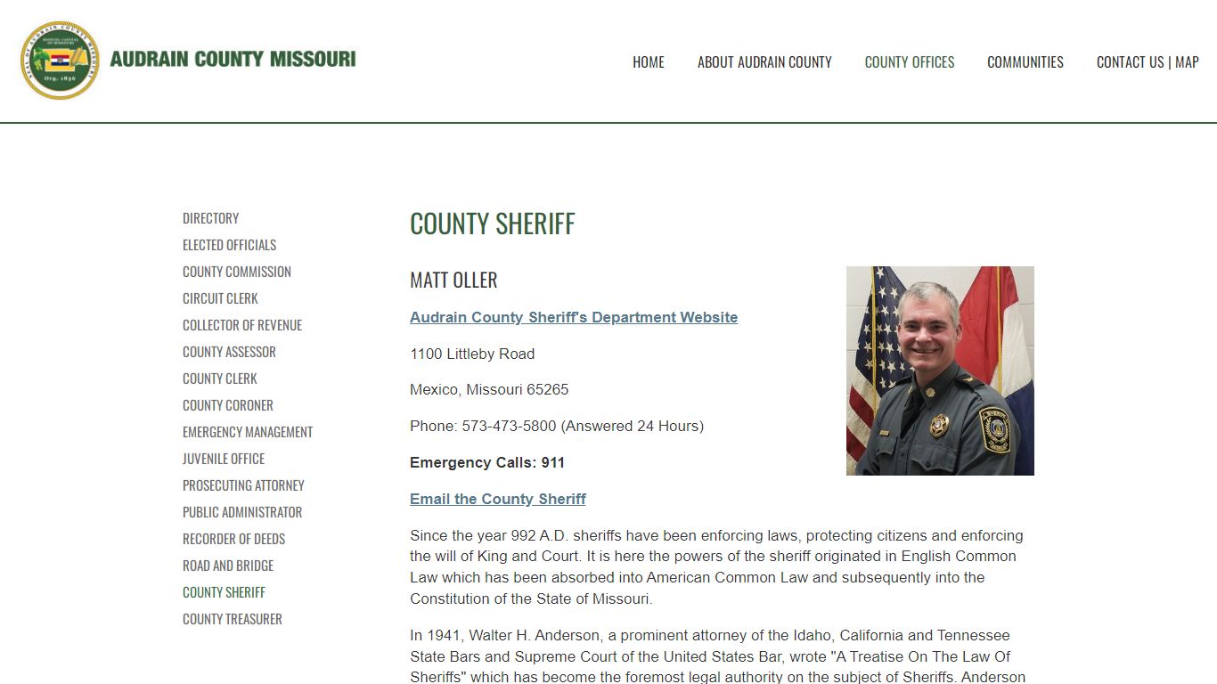 County Sheriff — Audrain County Missouri